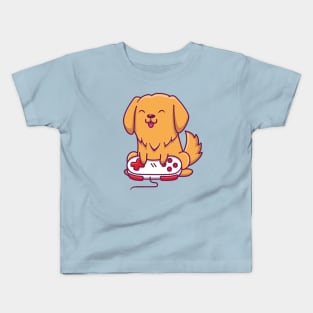 Cute Dog Gaming Cartoon Kids T-Shirt